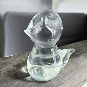 Vintage Clear Glass Derpy Bear Cat Figurine Hand Made In Sweden Vintage Decor